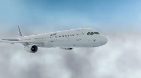 Passenger airbus a321  flying in the clouds. Realistic 3d CG animation. Stock Footage 57661145