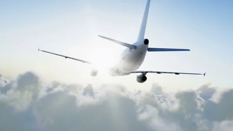Passenger airbus a321 flying in the clouds. Travel concept. Realistic 4K Vídeos de archivo 76028624