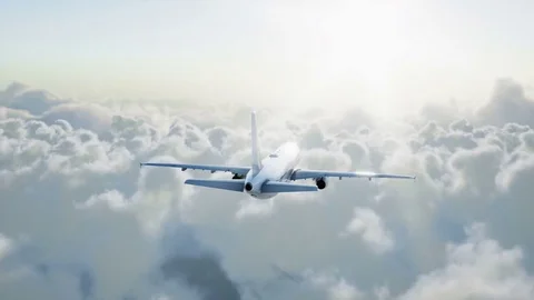 Passenger airbus a321 flying in the clouds. Travel concept. Realistic 4K 스톡 동영상 76029404
