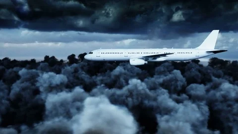 Passenger airbus a321 flying in the clouds. Travel concept. Realistic 4K  Video stock 76033153