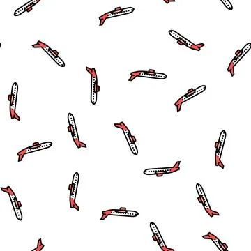 Passenger airliner airplane vector seamless pattern Stock Illustration