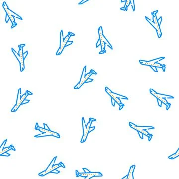 Passenger airliner airplane vector seamless pattern Stock Illustration