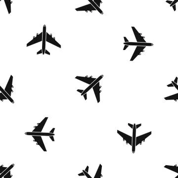Passenger airliner pattern seamless black 스톡 일러스트