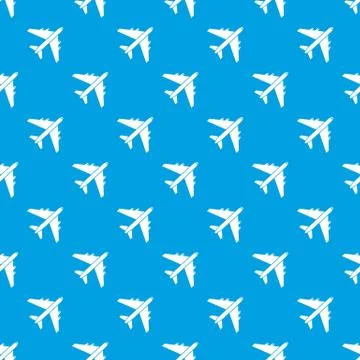 Passenger airliner pattern seamless blue Stock Illustration