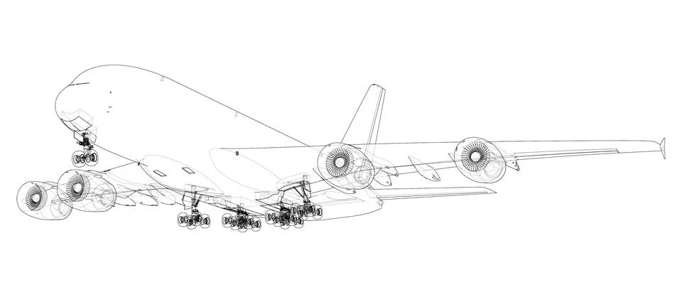 Passenger Airoplane. Vector rendering of 3d Stock Illustration