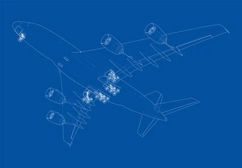 Passenger Airoplane. Vector rendering of 3d Stock Illustration