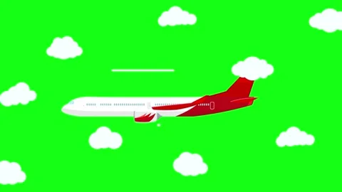 Passenger airplane aircraft flying hovering animated passenger airplane fly.. Stock Footage 311998422