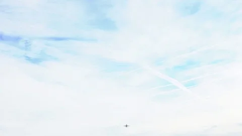 Passenger airplane flight up in the sky Stock Footage 78417986