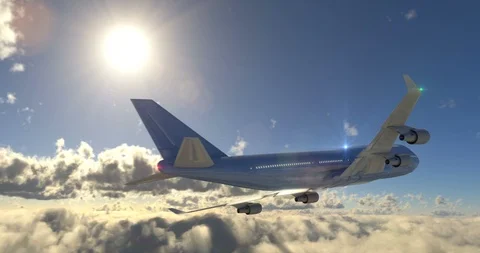 Passenger airplane flying in clouds Stock Footage 111393268