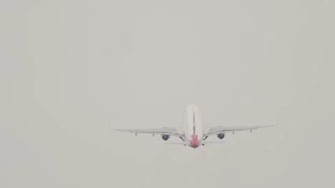 Passenger airplane flying in a cloudy sky Stock Footage 306358300
