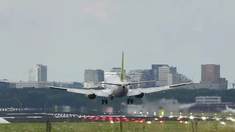 Passenger airplane landing. Stock Footage 84675807