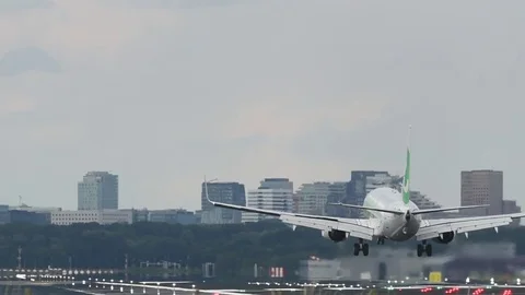 Passenger airplane landing. Stock Footage 84675933
