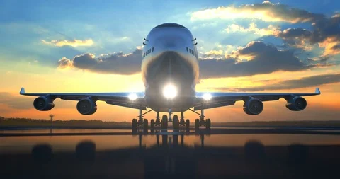 Passenger airplane rolling over camera Stock Footage 113262314