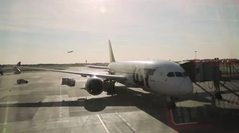 Passenger airplane on runway Stock Footage 65875437