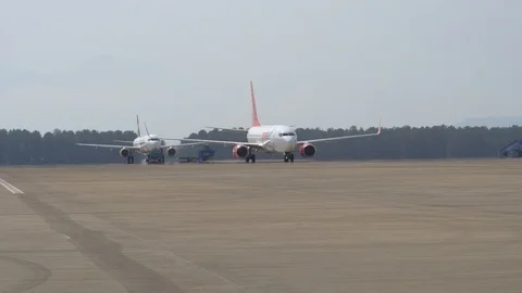 Passenger Airplane On The Runway Stock Footage 90741582