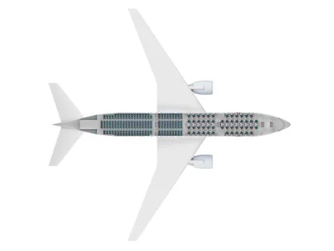 Passenger airplane in section top view Stock Illustration