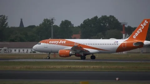 Passenger Airplane Taking Off At Berlin Tegel Airport TXL Germany - Jun 26 2018 Stock Footage 337267703