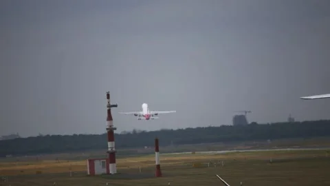 Passenger Airplane Taking Off At Berlin Tegel Airport TXL Germany - Jun 26 2018 Stock Footage 337272015