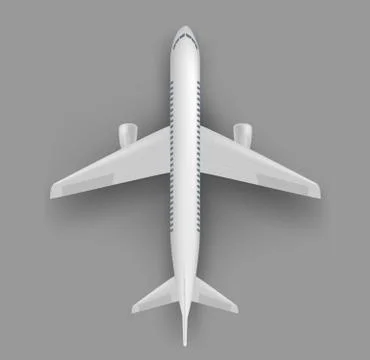 Passenger airplane top view vector template Stock Illustration