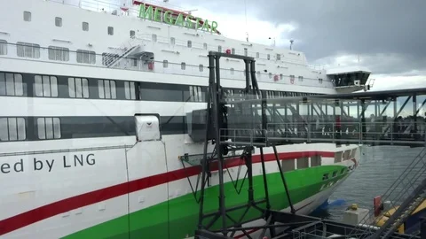 Passenger boarding to ferry ship Stock Footage 97917774