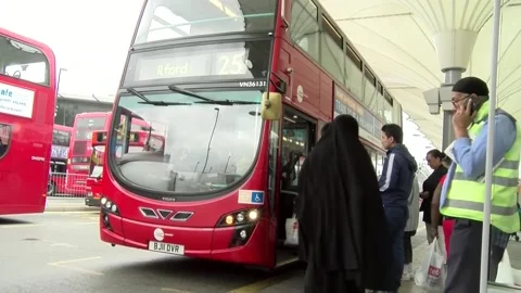 Passenger Boarding a Route 25 Bus at Str... | Stock Video | Pond5