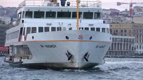 Passenger boat approaching towards the camera in Istanbul Turkey (Editorial) Stock Footage 58204090
