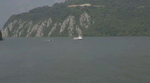 Passenger boat on Danube river Stock Footage 65787162