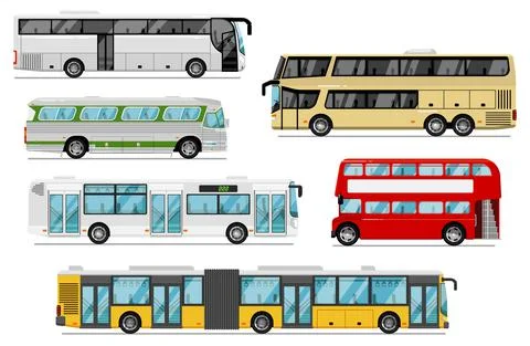 Passenger bus set Stock Illustration