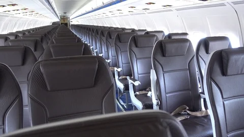 Passenger cabin with one single human subject on board Stock Footage 92178065