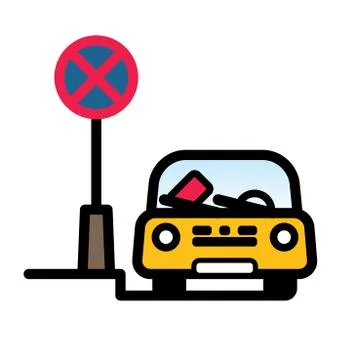 Passenger Car with fine ticket on windshield Illustrazione stock