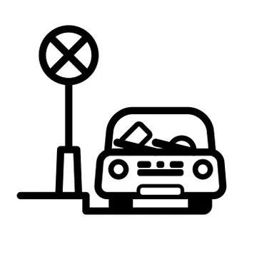 Passenger Car with fine ticket on windshield Illustrazione stock
