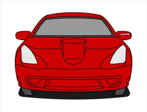 Passenger car, front view. Fast car. Stock Illustration