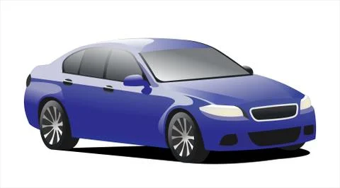 Passenger car, isolated on a white background, three fourth view. Stock Illustration