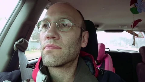 Passenger in the car slow motion Stock-Footage 74713657