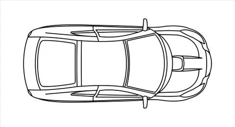 Passenger car, top view. Fast car. Outline. Stock Illustration