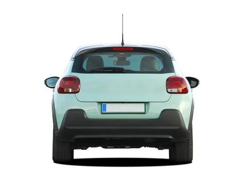 Passenger car on white background, back view Stock Photos
