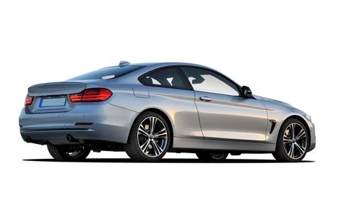 Passenger car on white background, back view Stock Photos