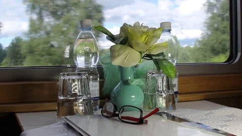 Passenger Comfortable Train Compartment during the Trip 3 Stock Footage 78000574