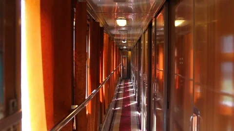 Passenger Comfortable Train Compartment during the Trip, Night Sleep Wagon. In 2 Video stock 78001158