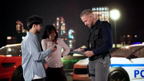 Passenger Concerned While Driver Gets Tested With Breathalyzer Stock Footage 321954431