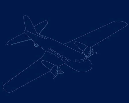 Passenger contour plane vector illustration flat style isometric Stock Illustration