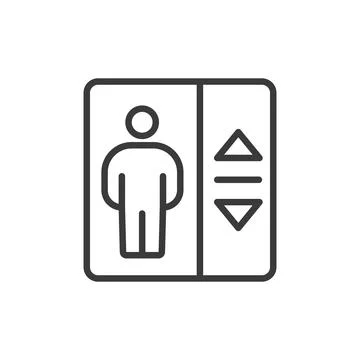 Passenger elevator, icon in line design. Passenger, elevator, lift Stock Illustration