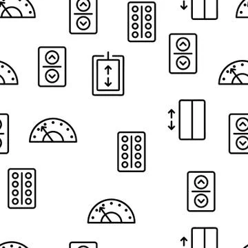 Passenger Elevator, Lift Vector Seamless Pattern 스톡 일러스트