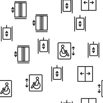 Passenger Elevator, Lift Vector Seamless Pattern イラスト素材