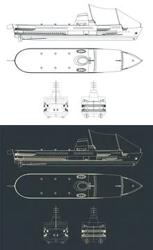 Passenger ferry blueprints Illustrazione stock