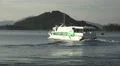 Passenger Ferry Boat Sails By Mountain Island HD HD Footage