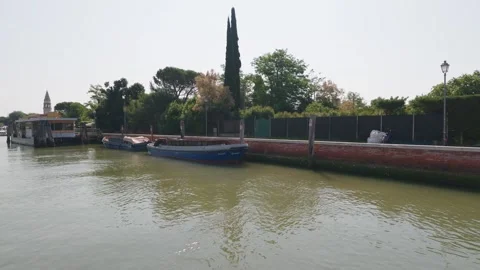 Passenger Ferry Docking at Mazzorbo in the Venice Lagoon Stock-Footage 343341328