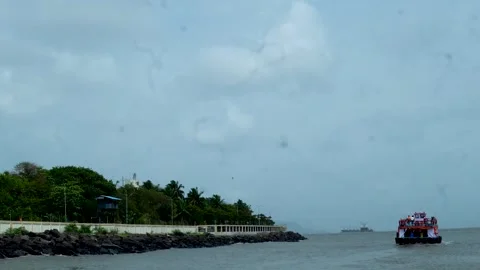 Passenger ferry navigating through Arabian Sea. Stock Footage 340461999