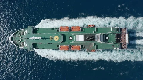 Passenger ferry ship sailing in ocean Stock Footage 170820524