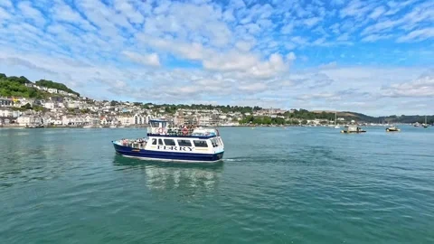 Passenger ferry turning around in the River Dart, Devon Video stock 280275567
